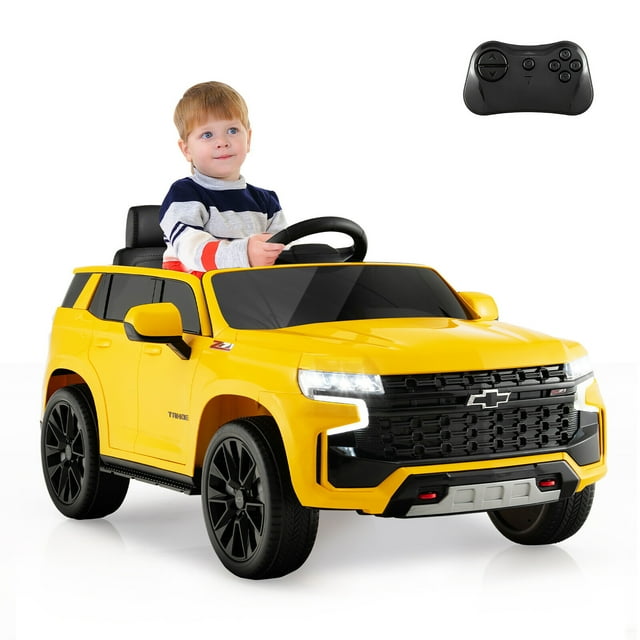 Gymax 12V Kids Ride On Car Chevrolet Tahoe Electric Truck SUV Remote w/ Light & Music Yellow