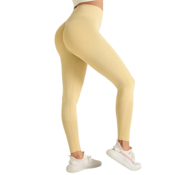 WAYUTE Leggings for Women High Waisted Seamless Athleisure Yoga Pants Solid Color Training Stretchy Fit Sports Running L