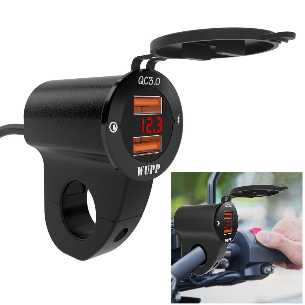 7/8" Motorcycle USB Charger Aluminum Alloy With Meter-On/Off - Walmart.com