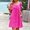 Hot Pink, variant on Ladies Fashion Casual Short Sleeves Solid Color Dress Dress Vacation Beach Dress Summer Beach Dress Daytime Dresses for Women Casual Button Front Dress Dresses for Women Midi Length Smocked Dresses