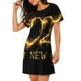 thumbnail image 2 of Kdxio Happy New Year 2025 Pattern Womens Short Sleeve Sleepshirt Scoopneck Cute Nightdress Ruffle Comfy Nightgown, 2 of 6