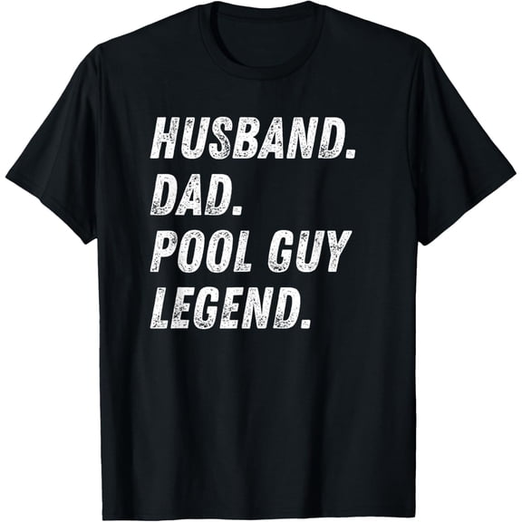 Funny Husband Dad Pool Guy Legend Men's Graphic T-Shirt, Retro Distressed Short Sleeve Cotton Tee, Great Father's Day Birthday Gift for Men