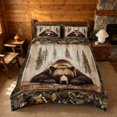 thumbnail image 2 of meiyoeat Rustic Cabin Bear Queen Duvet Cover Set, Vintage Farmhouse Bedding, Brown, Black Reversible 3-Piece, 1 Duvet Cover and 2 Pillowcases, 2 of 6
