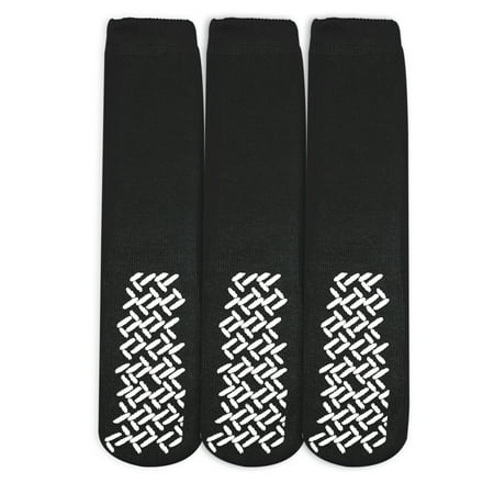 Maroon Womens Socks - Nobles Assorted Anti Skid/ No Slip Hospital Gripper Socks, Great for adults, men, women. Designed for medical hospital patients but great for everyone (3 Pairs Black)