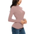thumbnail image 6 of Kcodviy Women Solid Long Sleeve Turtleneck Blouse Tops Slim Fit Stretchy Layer Tee Shirts Thermal Underwear Top For Men Cotton Women Thermals Top And Bottom Set Athlete Cotton Thermal Top, 6 of 7