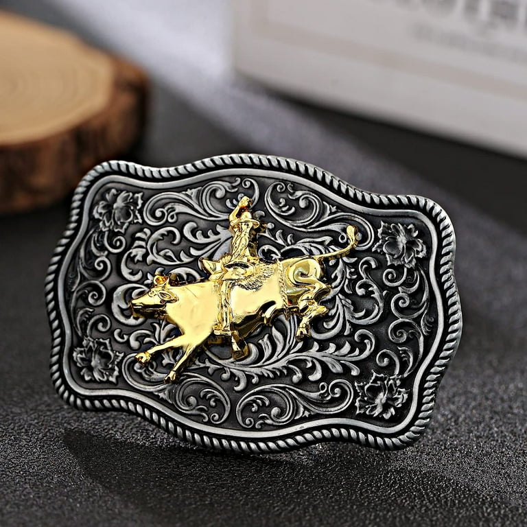 Vintage Western Rodeo Steer Wrestling Belt Buckle (A-1) | #3731372199