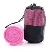 iLett Microfiber Sport and Gym Towel Intense Pink with Black MESH Bag 16 x 48 inches