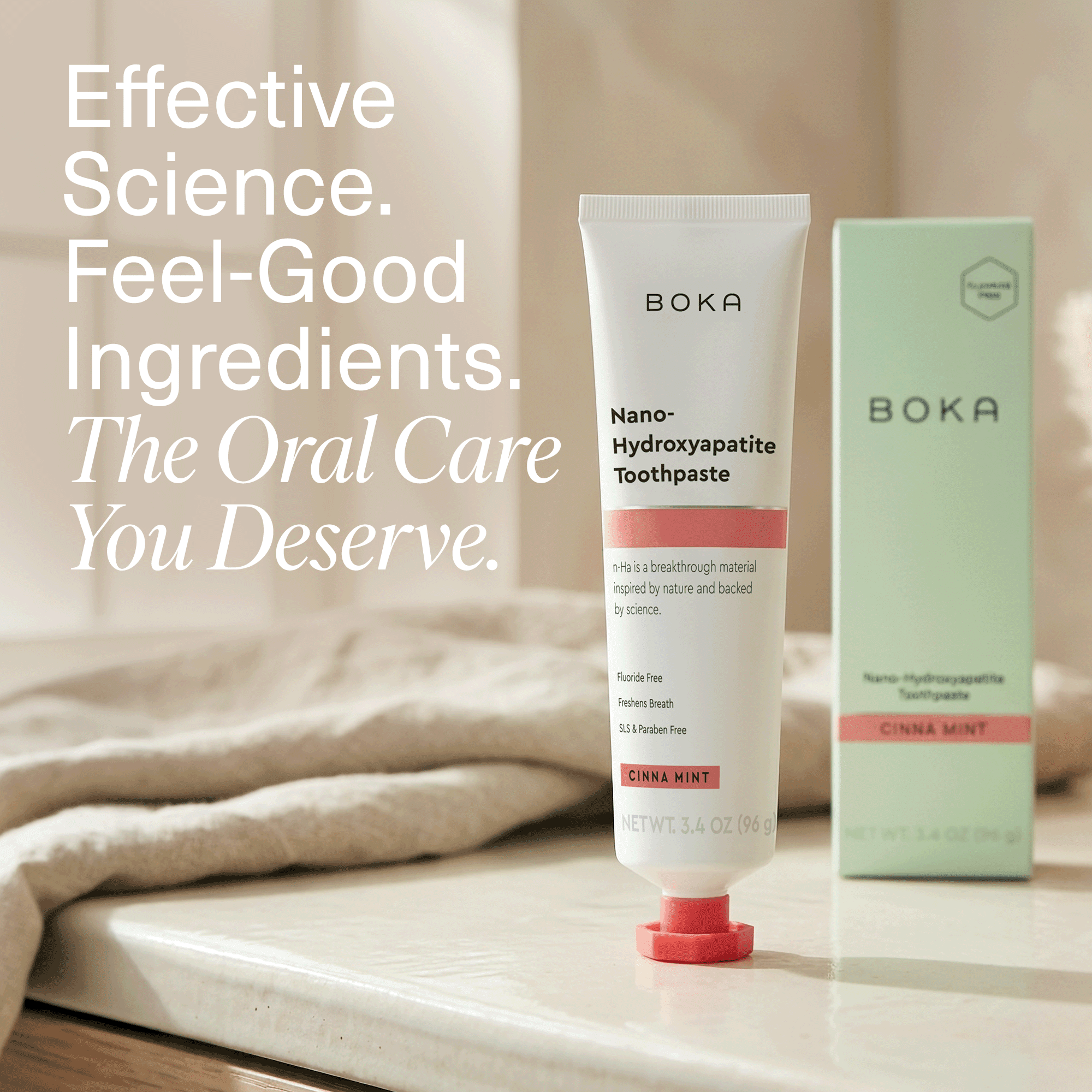 (2 pack) Boka Fluoride Free Toothpaste, Nano-Hydroxyapatite Toothpaste, Appropriate for Sensitive Teeth - Cinna Mint Flavor, 3.4 fl oz