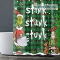 thumbnail image 4 of 4 Pcs The Grinch Christmas Bathroom Sets,Christmas Grinch Shower Curtain Set with Shower Curtain and Rugs and Bath Mat Set 72 X 72 Inches,with Hooks Xmas Bathroom Decor, 4 of 7