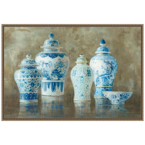 Amanti Art Ginger Jar Still Life Neutral Framed Canvas Wall Art Print