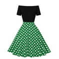 thumbnail image 1 of WILLBEST Vestido De Verano Para Mujer, Estilo Vintage, Con Hombros Descubiertos Y Lunares, Corte En A, Largo Hasta La Rodilla, Vestido De Verano, 1 of 3