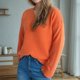 thumbnail image 4 of Suéter de cuello en V para mujer, moda Otoño Invierno, tejido, suelto, manga larga, blusa, cuello en V, suéter para mujer, 4 of 7