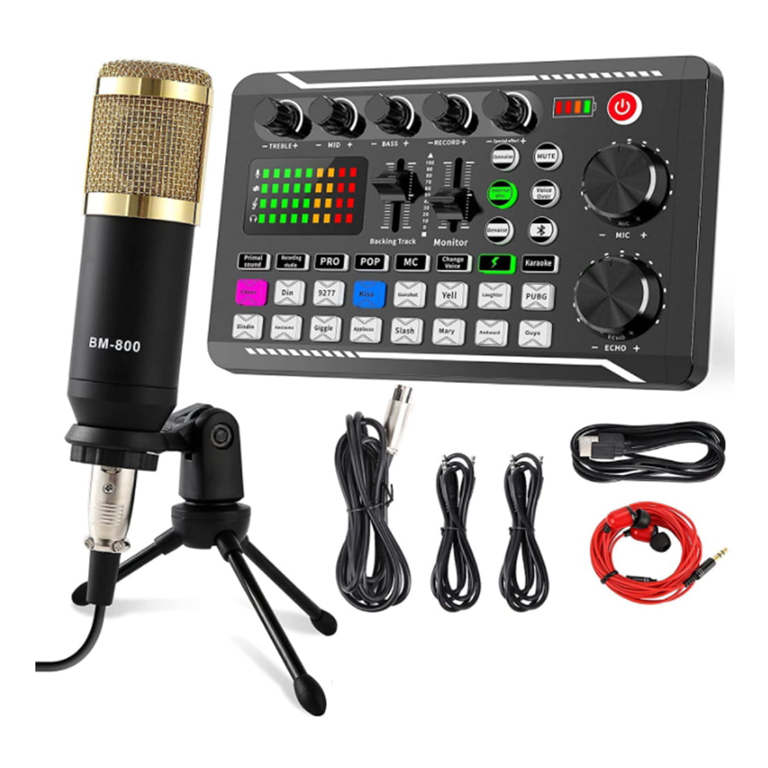 F998 Sound Card Kit,BM-800 Microphone Kit,with Live Sound Card,Audio ...