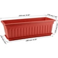 thumbnail image 3 of 3 Pack 17 inches Flower Planter Box , Red Plastic Rectangular Flower Plant Pot with Trays for Home Garden, Windowsill, Patio, Balcony (Happon), 3 of 7