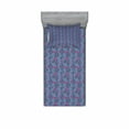 thumbnail image 2 of Abstract Bedding Set with Sheet & Covers, Hand-drawn Waves Striped Petals and Leaves Pattern in Retro Style, Printed Bedroom Decor 2 Shams, 4 Sizes, Dark Blue Violet, by Ambesonne, 2 of 3