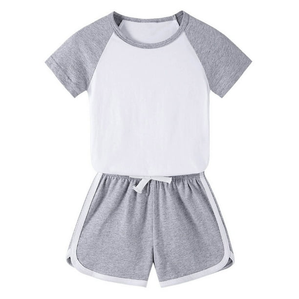 Odeerbi 1-11 Años Conjuntos de Pijama de Verano Para Niños Y Niñas Camisa de Raglán de Algodón de Manga Corta Pantalón Corto Conjunto de Dos Piezas Suave