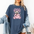 thumbnail image 4 of Feral But Love Jesus T-Shirt – Funny Raccoon Christian Graphic Tee for Women, Cute Lounge Vibes with Faith-Based Humor, 4 of 6