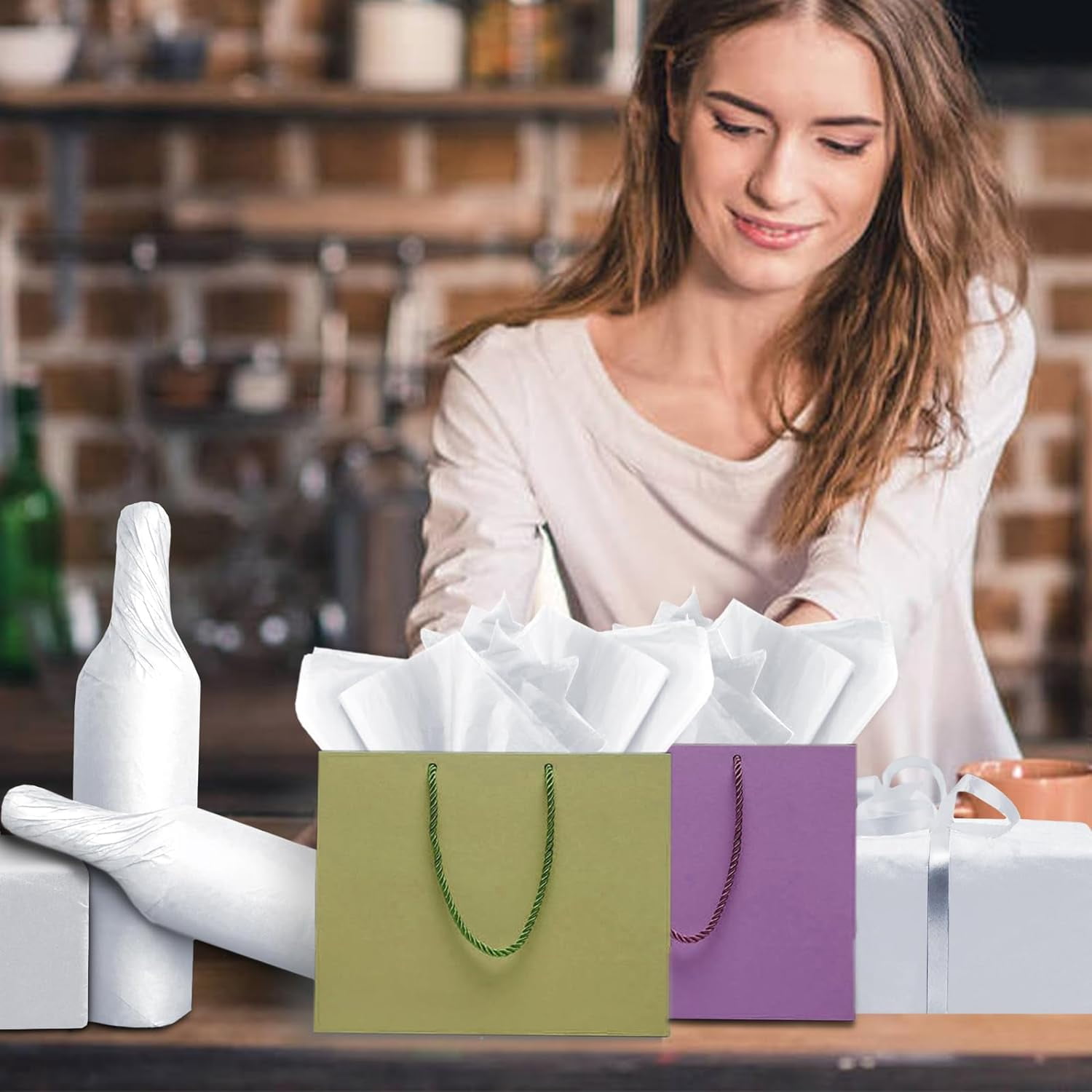100 Sheets White Tissue Paper 20x14 Inches Tissue Paper for Gift Bags Wrapping Tissue Paper Bulk for DIY Crafts Birthday Baby Shower Festival Holidays Decorative