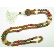 Mogul Rudraksha Navgraha Rosary Mala Prayer Bead Meditation Necklace Bracelet 108+1