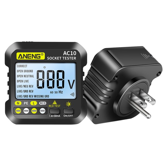 Riwesomey ANENG 50-60Hz probador de toma de corriente Digital Oficina Hotel ABS plástico tierra cero línea polaridad comprobar Detector medición de Type6 NO6 Riwesomey TO008384-01B