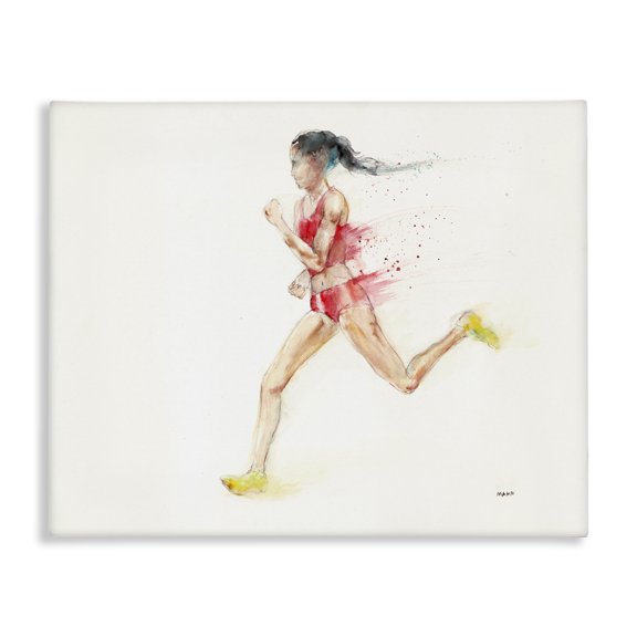 Stupell Industries Contemporary Watercolor Athlete Female Runner Canvas Art, 40 x 30, by Patti Mann
