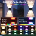 thumbnail image 6 of Solar Fence Lights, 6  Pack Up and Down Solar Lights Outdoor Waterproof, 8 Colors Lens LED Dusk to Dawn Wall Lights for Fence, Patio, Deck, Backyard, Garden, 6 of 11