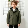thumbnail image 5 of Cethrio Boys Winter Coats Size 10-12, Full Zip Windproof Thickened Warm Winter Outerwear with Hood Army Green Size 10-12, 5 of 7