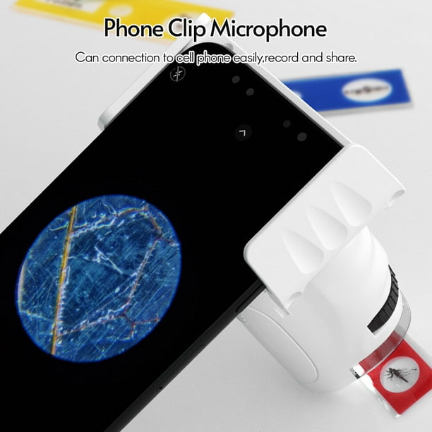 Yeacher Mini Microscope de Poche Portable Grossissement 60x-120x avec  Support de téléphone Portable à Base Amovible pour Les Enfants 
