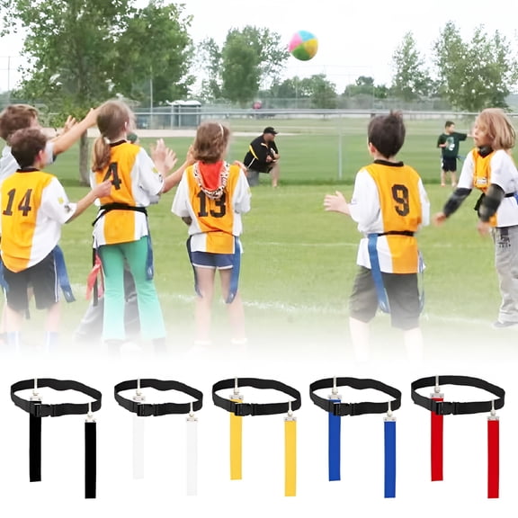BESTSKY Flag Football Set with Belts and Flags, Air Buckle Tackle System for Youth Sports, Team Building, and Outdoor Backyard Games