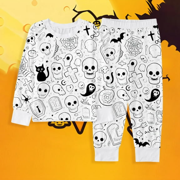 Kids Diy Coloring Pjs Pullover Crewneck Soft Long Sleeve Crew Neck Top With Pajamas Pants Kids Sleepwear Pj for Girls 2T