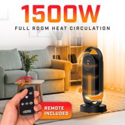 Handy Heater 3D Heat Tower 1500W Oscillating Space Heater with Remote, Adjustable Thermostat and Timer, Black