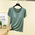 thumbnail image 4 of FUYUDY Women Tshirts Seamless Comfort T-Shirt With Built In Bra Support Summer Casual Layering Soft Female Solid Color Tops, 4 of 5