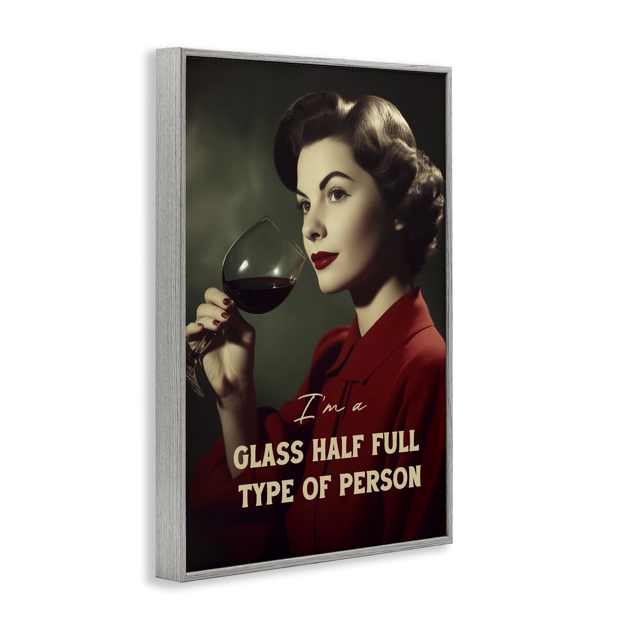 Stupell Industries Glass Half Full Person Gray Framed Giclee Art, design by Andreas Magnusson