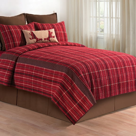 Collin Red Full Queen Quilt Coverlet
