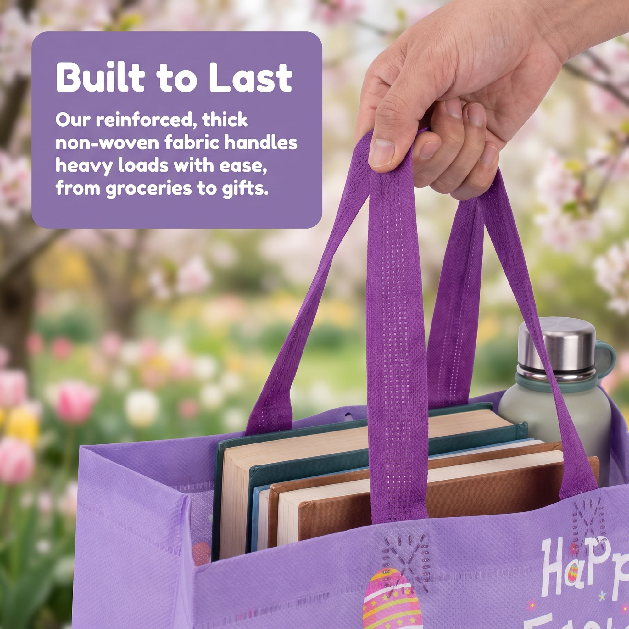Unique Bargains 10Pcs Easter Themed Gift Bags with Handles Purple 10.6" x 4.3" x 11.4"