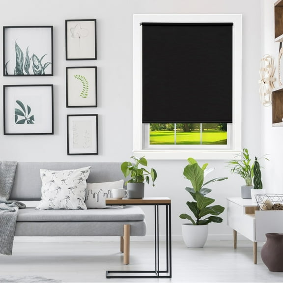 PowerSellerUSA 8-Gauge Thick Cordless Blackout Vinyl Roller Shades, Room Darkening Privacy Window Roller Solid Shades, Push-Pull Mini Blind, Anti-UV Window Coverings