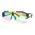 thumbnail image 3 of Mens Half Rim Flat Top Mobster Squared Shield Sunglasses Black Rainbow Mirror, 3 of 4