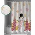 thumbnail image 4 of Hokiten Shower Curtain, Pink Snowman, Fabric Shower Curtains for Bathroom, Christmas Blush Pine Tree Snowflake Bath Curtain Waterproof Bathtub Curtains with 12 Hooks, Extra Long 72" x 96", 4 of 7