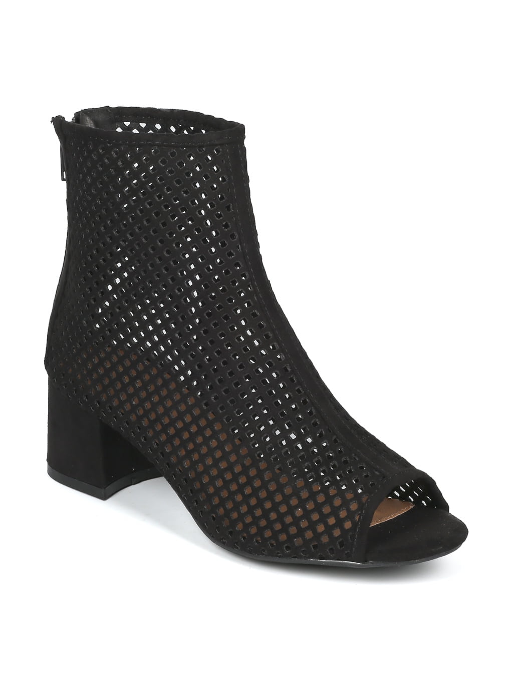 low heel peep toe bootie