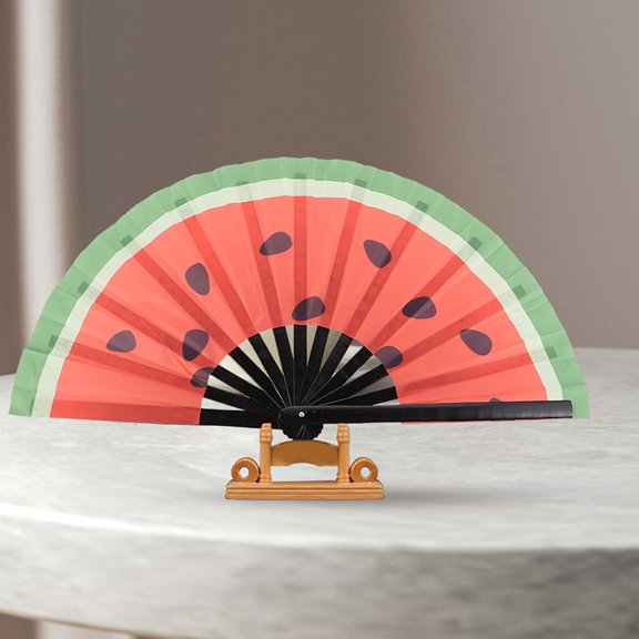 NIYANGLE Decorative Hand Fan Multi Color Wooden Polyester for Music Festivals 2Pcs