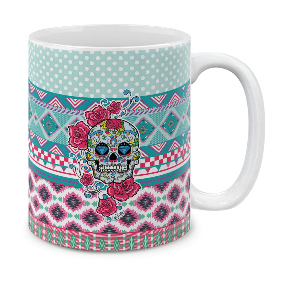 11oz Ceramic Sublimation Coffee Mug Skulls & Roses Coffee Mug