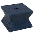 thumbnail image 2 of Outdoor Side Patio Table with Umbrella Hole, Sunjoy Poolside 16-Inch Rattan Wicker Square Combination Umbrella Stand Side Table, Navy, 2 of 7