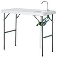 thumbnail image 1 of Outsunny Folding Table Fish Table Cleaning Wash Table with Sink, Faucet and Spray Cleaner for BBQ Camping Picnic Garden 45"x23"x37" White, 1 of 9
