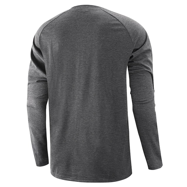 CEHVOM Men Round Neck Long Raglan Sleeves Daily Slim Fit Buttons Pullover Shirts Tops Blouse
