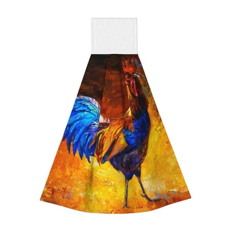 

Horeoi Colorful Rooster Print Coral Fleece Microfiber Hanging Hand Towel Absorbent Hand Towel Quick Dry Thicken Cleaning Cloths Wipes Rags for Kitchen & Bathroom