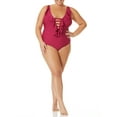 thumbnail image 4 of Terra and Sky Women's Plus Solid Tricot Cage One Piece, 4 of 5
