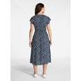 thumbnail image 3 of Time and Tru Women’s and Women’s Plus Smocked Waist Midi Dress with Flutter Sleeves, Sizes XS-4X, 3 of 5