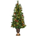 thumbnail image 2 of Costway 5ft Pre-Lit Christmas Entrance Tree In Urn w/100 LED Light Red Berries Pine Cone, 2 of 10
