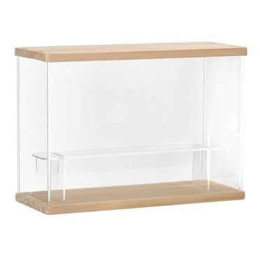 Unique Bargains Clear Acrylic Display Case with LED Light 1 Tier Dustproof Display Boxes for Collectibles(12.6x4.92x8.86)Wood