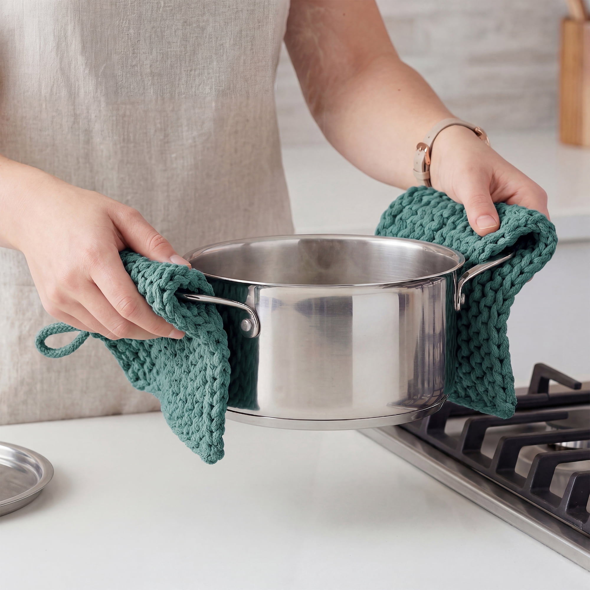 Unique Bargains Pot Holders Heat Resistant Non Slip Hot Pads Dark Green 7.5*7.5in